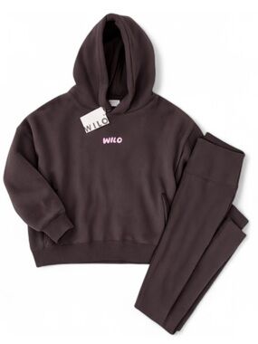 Wilo The Label Wellness Club Hoodie and Legging Active Set Brown S NWT